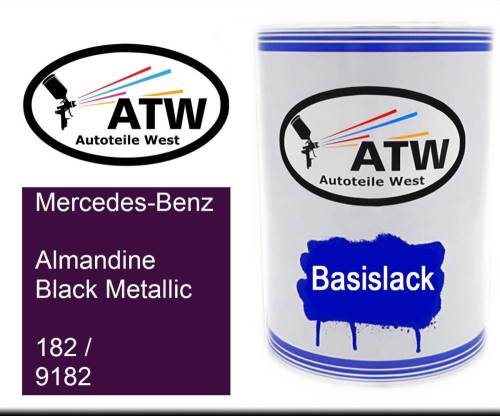 Mercedes-Benz, Almandine Black Metallic, 182 / 9182: 500ml Lackdose, von ATW Autoteile West.